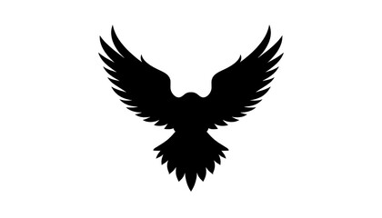 Fototapeta premium Eagle silhouette spreads its wings wide in a powerful display of flight against a bright background.