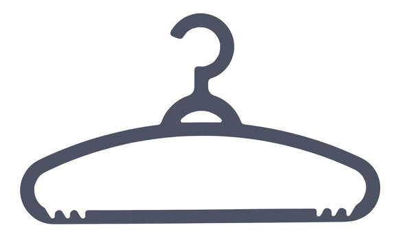 Gray clothes hanger illustration isolated on transparent PNG background, garment storage and closet organization. Stylish black coat hanger - isolated design element.