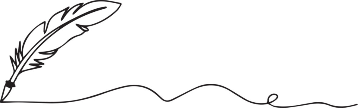 Black feather pen writing line