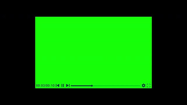 Video media player template play button animation with green screen, Video media player play button clicked by mouse cursor animation with green screen
