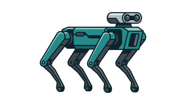 Quadruped Robot Icon (Teal and Dark Gray Vector Style) on PNG Background, quadruped robot, robot icon, AI robot, robotics, automation, technology, engineering, autonomous robot, industrial robot, 