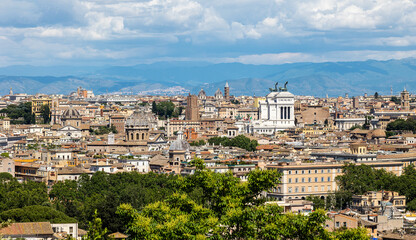Fototapeta premium View of Rome from Gianicolo with clouds