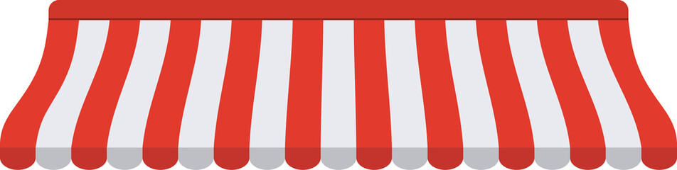 striped awnings for shop and marketplace. © Elena