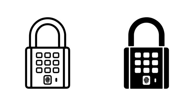 Digital Padlock Icons, Security Lock Vector, Fingerprint Access, Keyless Entry, Data Protection