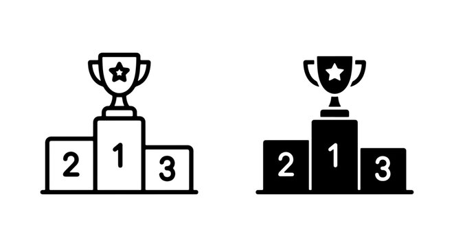 Trophy Podium Icons, First Place Award Winner, Sports Competition Victory, 1st 2nd 3rd Place