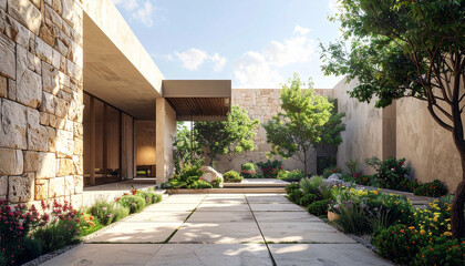 Fototapeta premium Minimalist Luxury House Entrance 