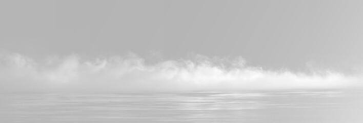 Fototapeta premium Realistic white smoke cloud set, atmospheric horizontal dense fog mist and cinematic smoke stream puff on grey backgrounds