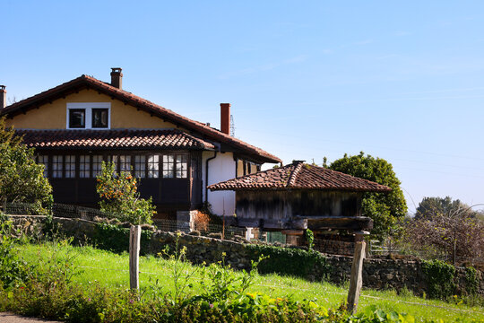 Traditional agricultural building called Horreo in Asturias, Spain