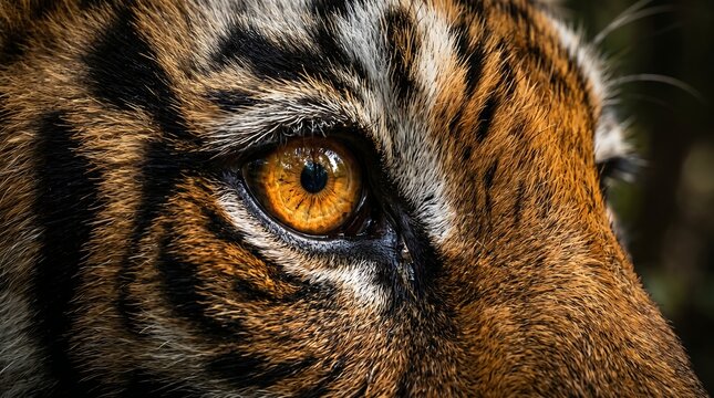 Extreme close up of a majestic tiger eye.
