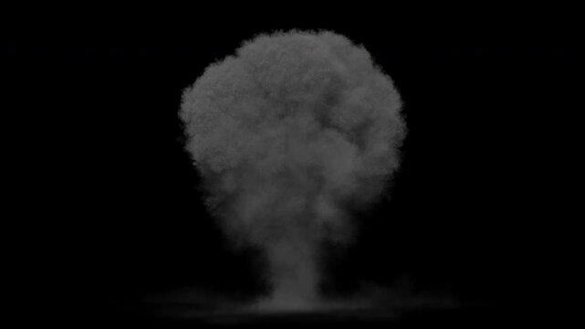 Fiery Explosion Creating Dark Smoke Plume on Transparent Background