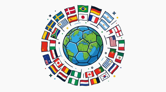 Global soccer flags around the world vector illustration