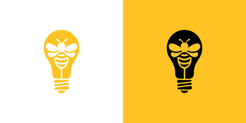 Firefly insect with electric light bulb lamp logo designd, creative, idea © kieto