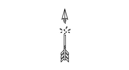 Obraz premium Minimal Black Arrow Broken Into Pieces on White Background