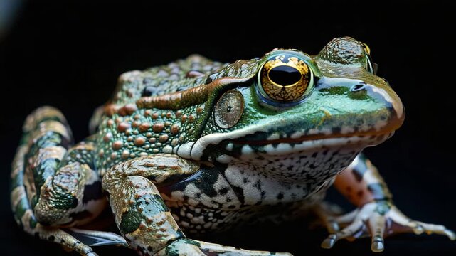 frog on a black background