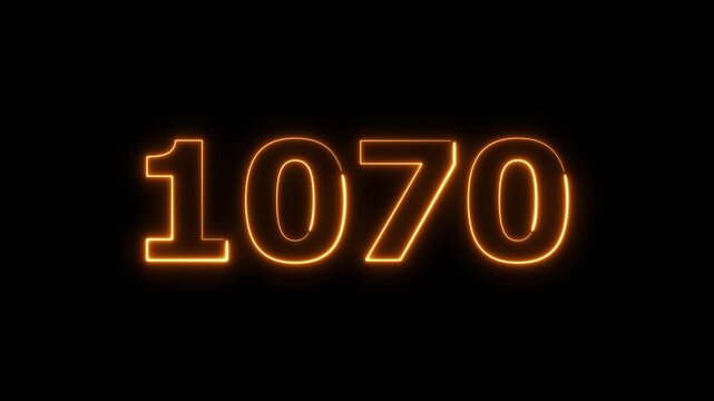 Abstract beautiful glowing neon countdown 1070 number animation background 4k video.