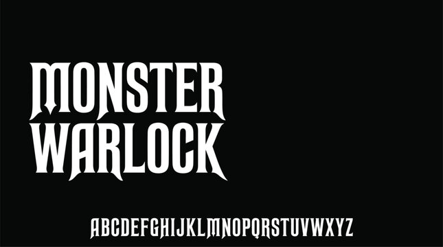 Monster warlock typeface with full alphabet gothic style font