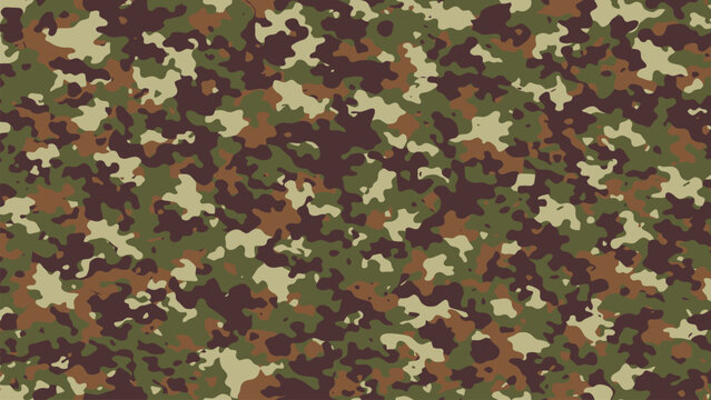 Classic Italian Vegetato military camouflage pattern background featuring a fashion-forward woodland design in green, brown, and tan.