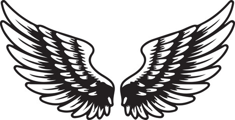 Obraz premium Black and white angel wings icon