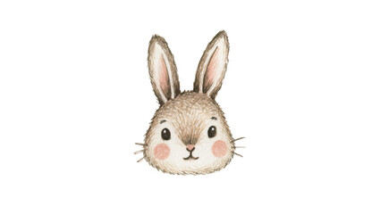 Obraz premium Cute fluffy bunny rabbit face with pink cheeks, isolated on transparent background