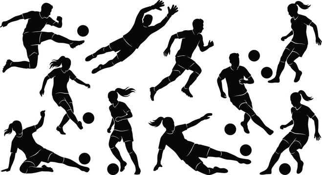Silhouetted diverse group of people running on white background silhouettes diversity exercise