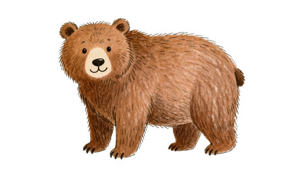 Fluffy brown bear cub with cute face, isolated on transparent background © Ozols
