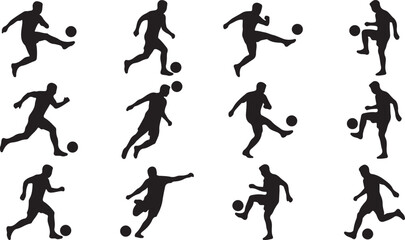 Black silhouettes of soccer players kicking ball © SHOFIQUL