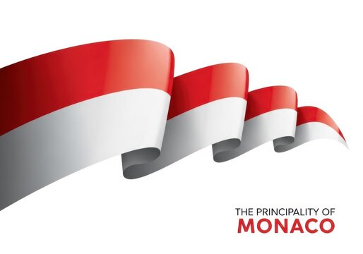 Waving flag of monaco isolated on white background