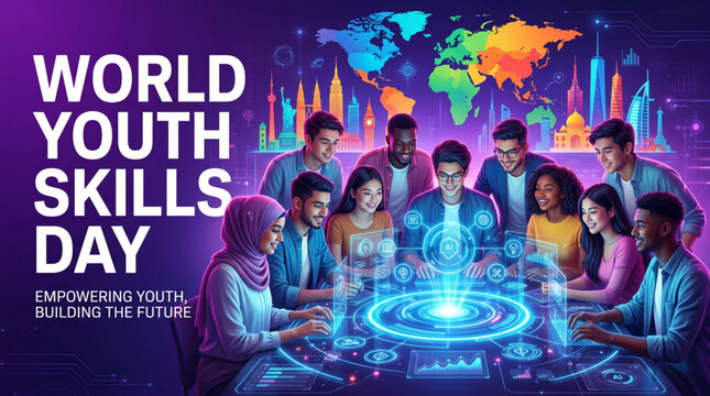 Innovative World Youth Skills Day Collaboration Concept with Global Technology and Future Learning