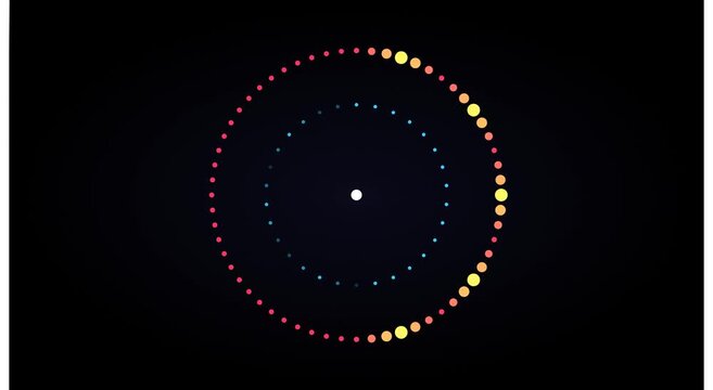 Abstract circular motion loading animation with glowing particle rings animation