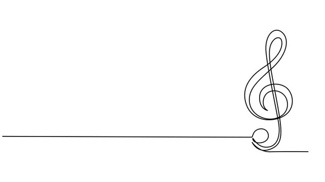 Continuous drawing line art of music note symbol with black line and white background. One line, Full length one line animation Animated self drawing of continuous line draw. abstract music note