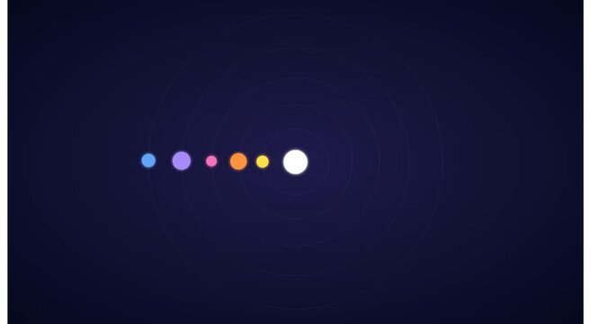 Abstract rotating planetary system motion with colorful orbs animation