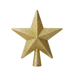 Obraz premium Shiny gold glitter star tree topper decoration for festive christmas holiday celebration and decor