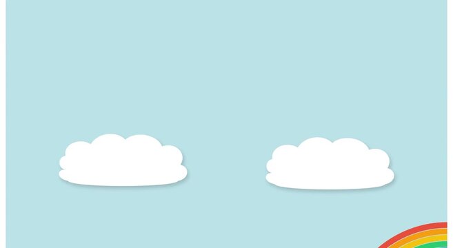 Animated animation white clouds and rainbow sky background, for kids motion