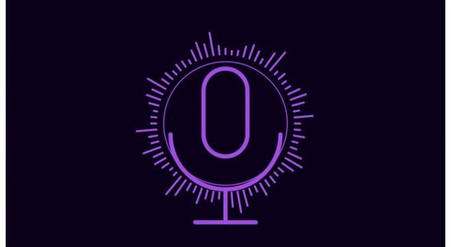 Animated purple microphone audio waveform equalizer animation background loop