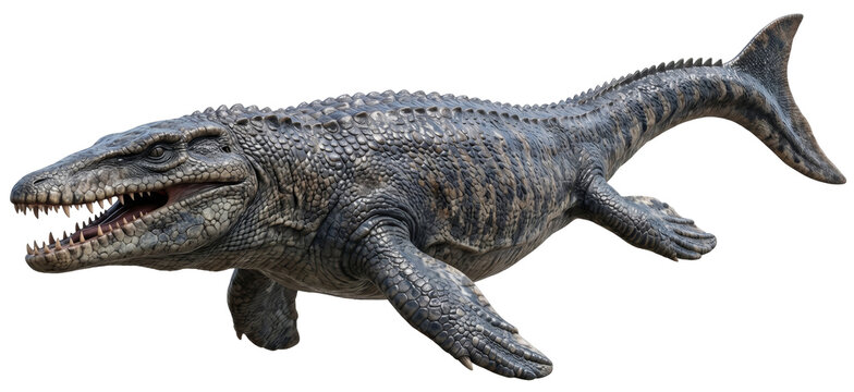 realistic mosasaurus (mosasaurus hoffmannii) isolated on transparent background