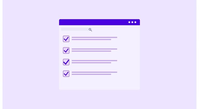 Digital checklist interface with interactive task selection animation