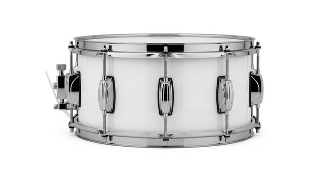 Close-up of a snare drum with hardware and tuning keys