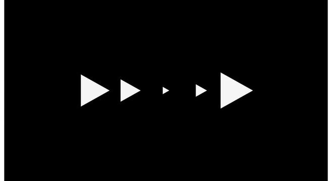 Dynamic play button motion loop on minimalist animation black background