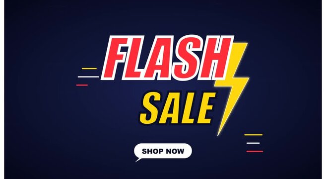 Flash sale dynamic motion with shop now button for e-commerce animation