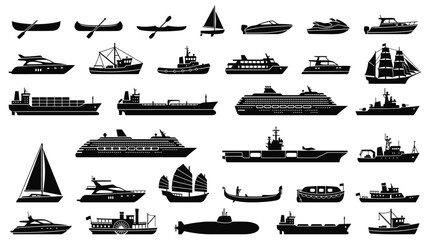 Collection of various boats and ships silhouette © TanjilaAkter