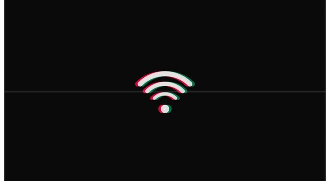 Glitch wi fi signal animation with digital distortion effect animation