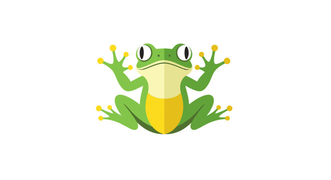 Green Frog Sitting Cartoon Character Illustration.