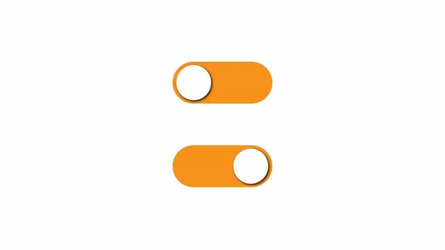 switch on off button icon animation on transparent background, slider turn bar isolated, Toggle switch button animation in 4k.