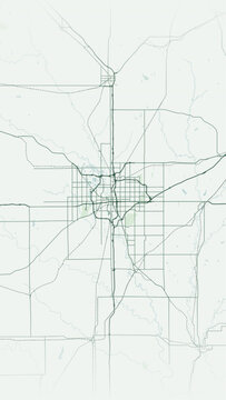 Modern minimalist vector map of Wichita, Kansas, USA. High-quality scalable illustration of Wichita city grid, Arkansas River, Downtown, McConnell Air Force Base for posters and design.