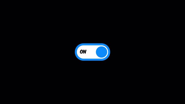 switch on off button icon animation on transparent background, slider turn bar isolated, Toggle switch button animation in 4k.