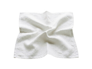Fototapeta premium White linen napkin folded and wrinkled isolated on transparent background