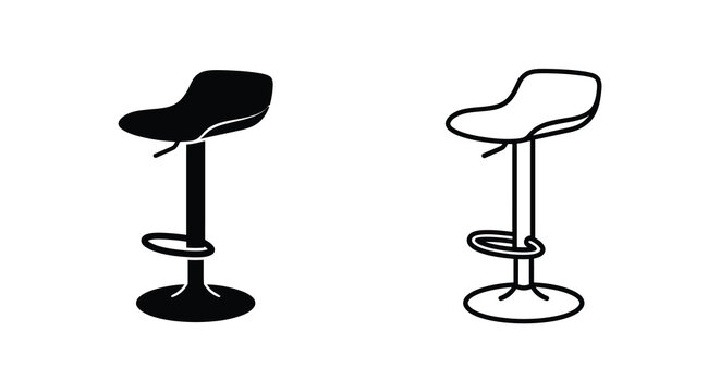 bar stool silhouette and outline on white background
