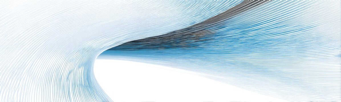 Abstract blue and white flowing lines create a tunnel effect