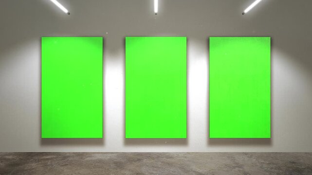 Gallery Frames Green Screen Mockup 4K