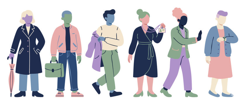 Diverse Business People Characters Set, Flat Vector Illustrations of Professional Office Workers and Commuters in Stylish Outfits, Modern Corporate Team Concept for Web Design and Marketing Presentati